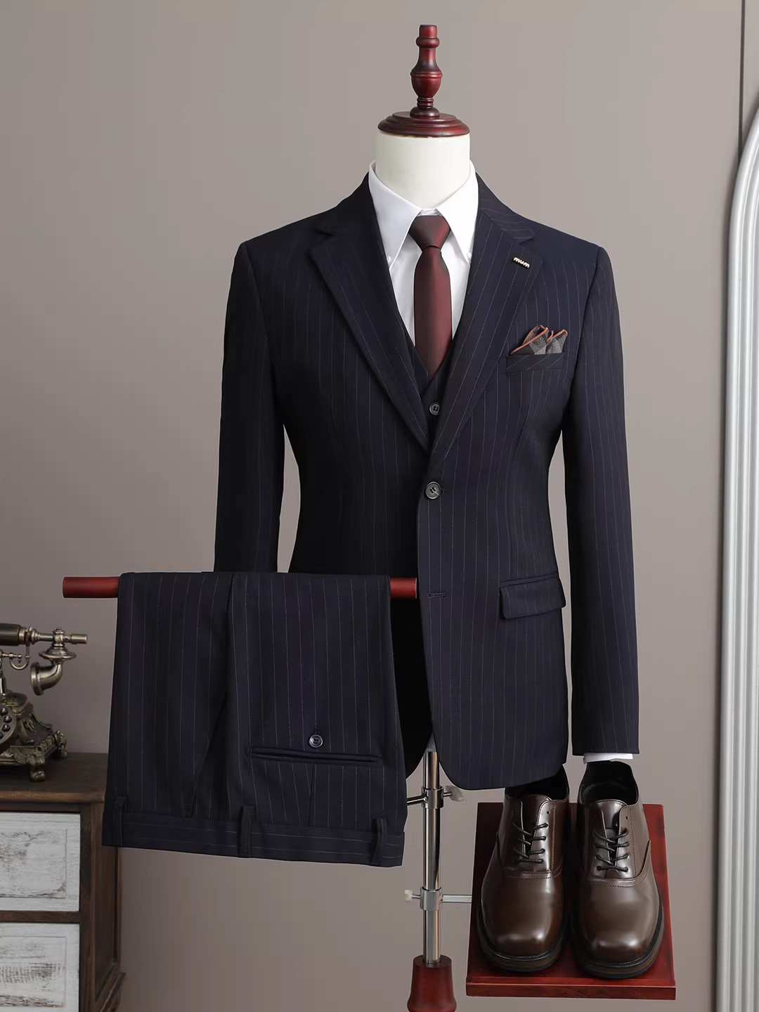 Bộ vest thu đông 2025 kẻ sọc, kiểu dáng thường ngày, công sở, size lớn