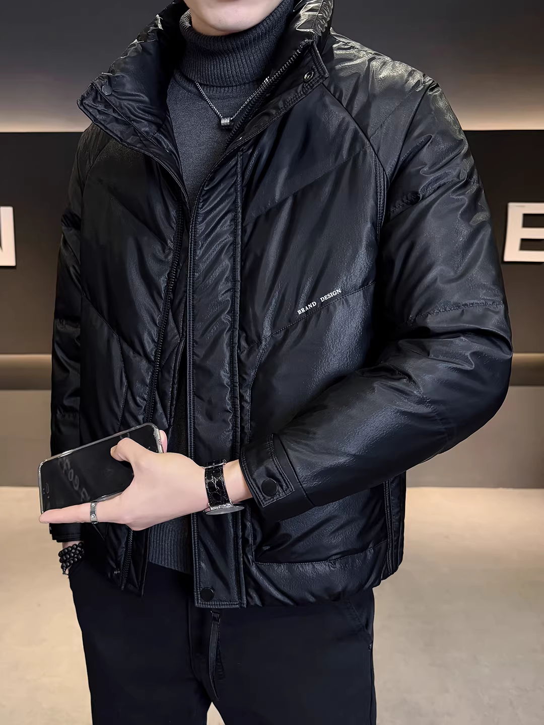 Áo khoác phao nhẹ, chống thấm nước, gió, bụi dành cho nam, mẫu mới mùa đông 2025, chất lượng cao, kiểu dáng thời trang, dáng ngắn, áo khoác đa năng.