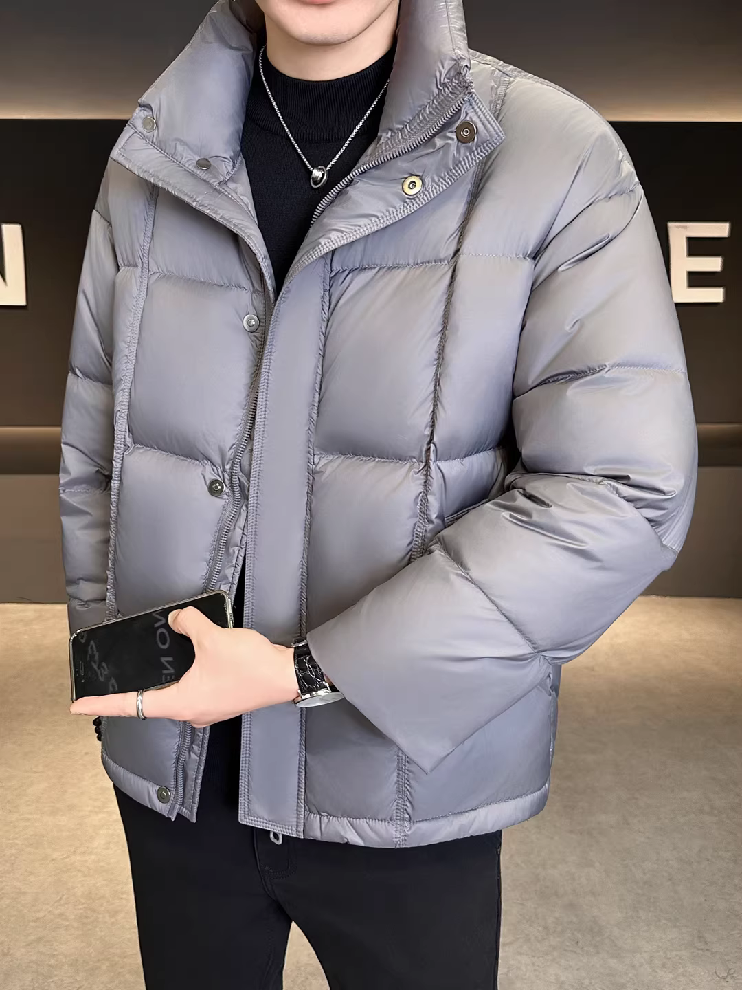 Áo khoác phao Puff Cloud dành cho nam, Mẫu mới mùa đông 2025, Áo phao ngắn dày dặn thời trang đa năng.