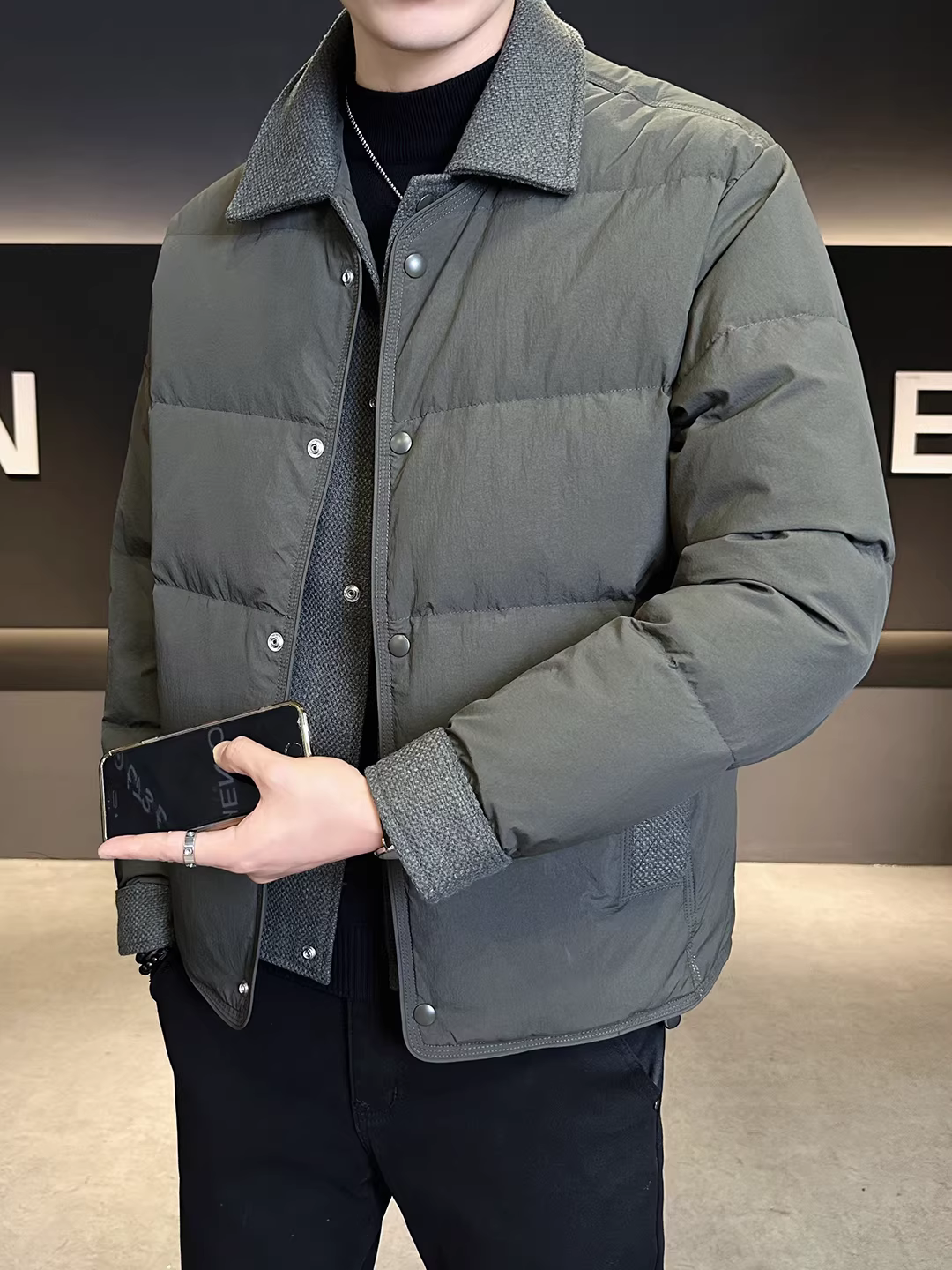 Áo khoác nam giả hai lớp chất lượng cao tiêu chuẩn quốc gia, giảm giá 90%, kiểu dáng mới mùa đông 2025, dày dặn, ấm áp, dáng rộng.