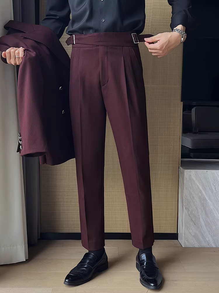 Quần âu nam Naples cạp cao, kiểu dày mùa thu đông, phong cách công sở lịch lãm, đa năng, cao cấp, dáng ôm vừa vặn.