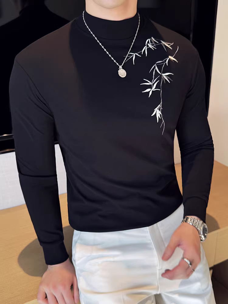 Áo thun nam cổ cao nửa cổ, tay dài, cao cấp, co giãn, ôm dáng, đa năng, sành điệu, mát mẻ, áo thun cổ trung.