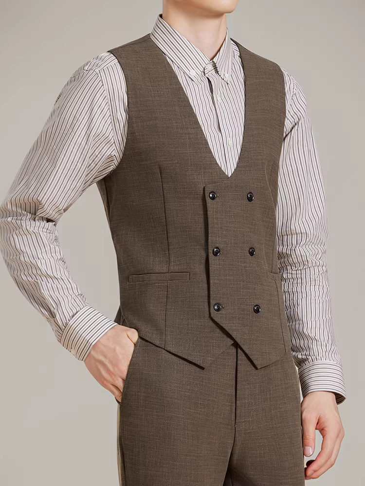 Bộ vest nam hai hàng khuy họa tiết tre, kiểu dáng Hàn Quốc ôm dáng, trang phục công sở lịch sự, trang phục dự tiệc cưới, vest cao cấp