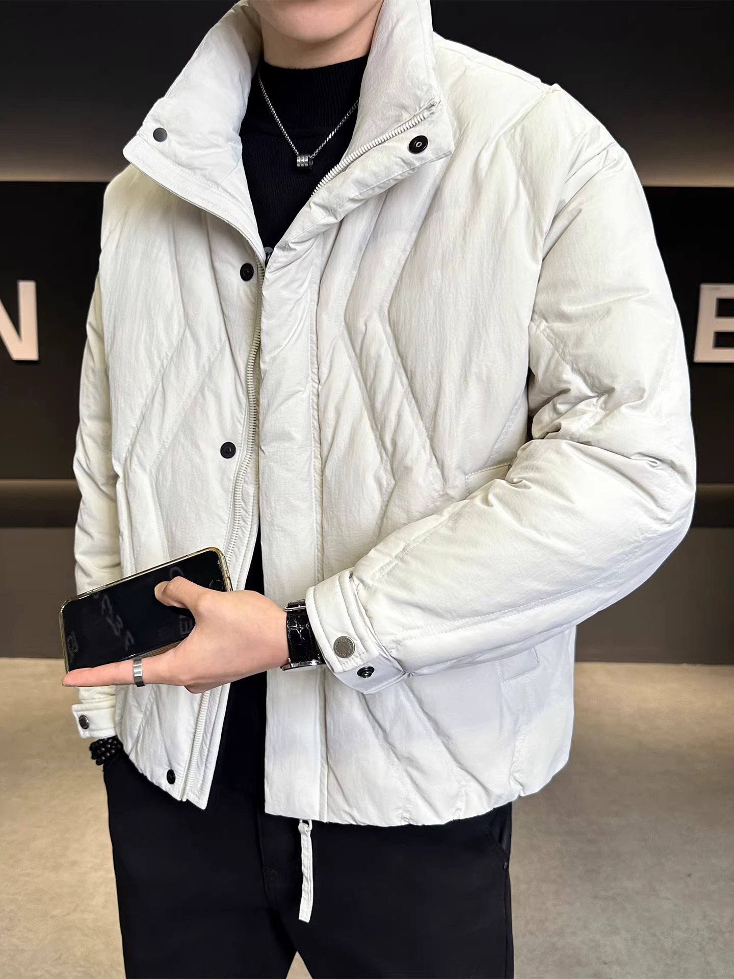 Áo khoác phao dày dặn tiêu chuẩn quốc gia 50, dành cho nam, mẫu mới mùa đông 2025, chất lượng cao, kiểu dáng ngắn rộng, ấm áp, phong cách thường ngày.