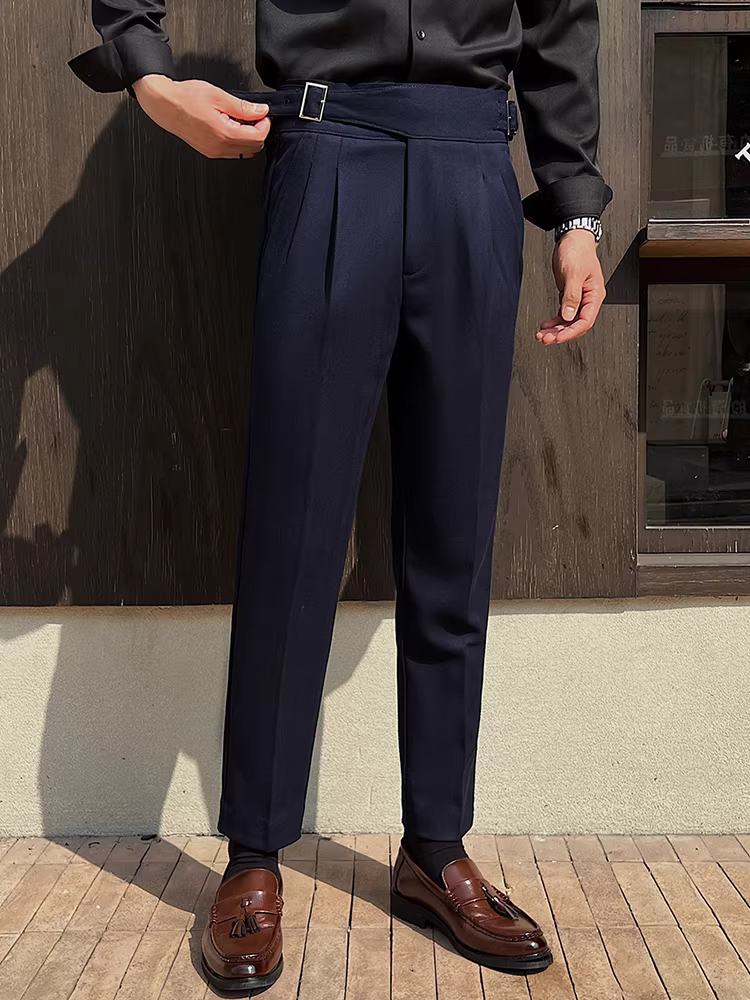 Quần âu nam Naples cạp cao, kiểu dày mùa thu đông, phong cách công sở lịch lãm, đa năng, cao cấp, dáng ôm vừa vặn.