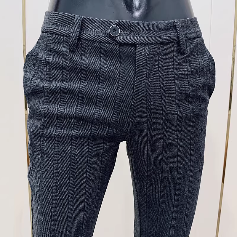 Quần tây len dày dặn mùa thu đông dành cho nam, quần âu cao cấp, quần ôm dáng, quần vải xương cá.