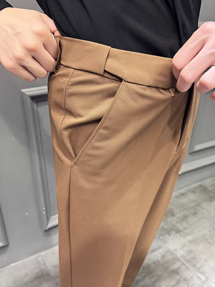 Quần âu nam lưng thun, kiểu dáng xu hướng mới mùa thu 2025, chất lượng cao, ôm dáng, kiểu dáng thanh lịch, thích hợp cho công việc.