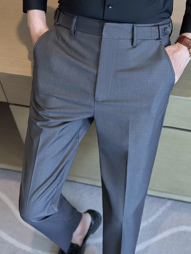 Quần âu nam dáng thẳng, kiểu mới 2025, thời trang, ôm dáng, chất liệu mềm mại, quần âu công sở dễ chăm sóc.