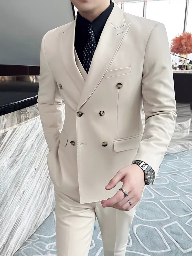 Vest nam hai hàng khuy, cao cấp, ôm dáng, thời trang, lịch sự, vest chú rể, vest ba mảnh