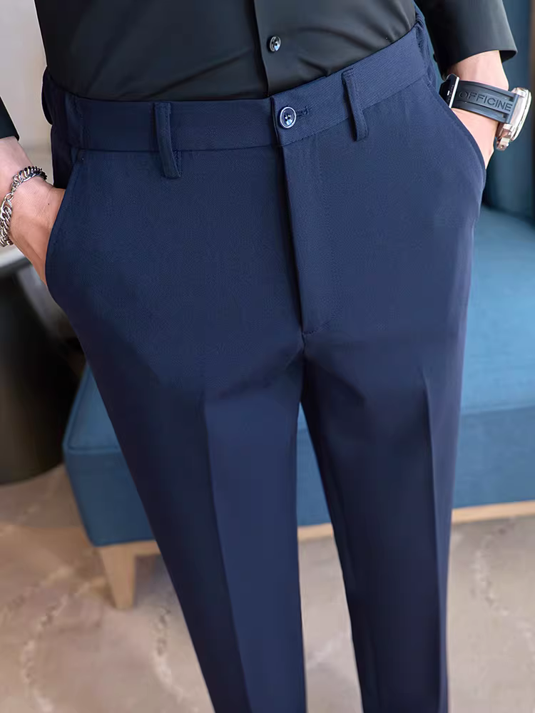 Quần âu nam chất liệu dày dặn, kiểu dáng mới thời trang xuân thu, ôm dáng, dài, đa năng, thích hợp cho công việc và trang phục lịch sự.