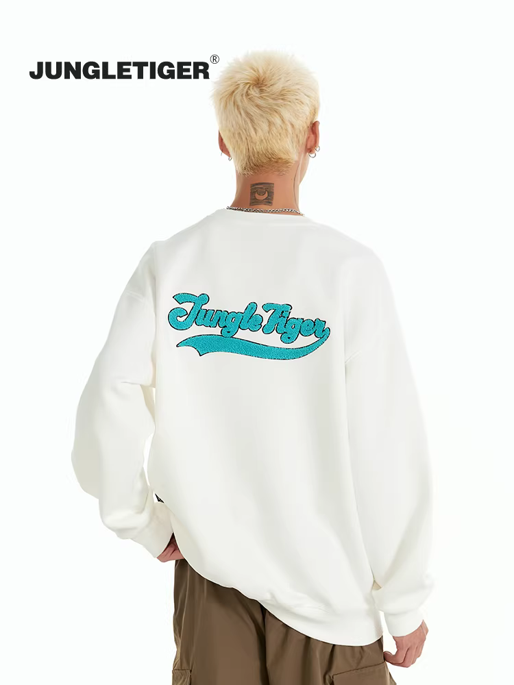 Áo thun cổ tròn thêu hình hổ rừng phong cách cổ điển, thời thượng, chất liệu dày 420g, dành cho cặp đôi, unisex