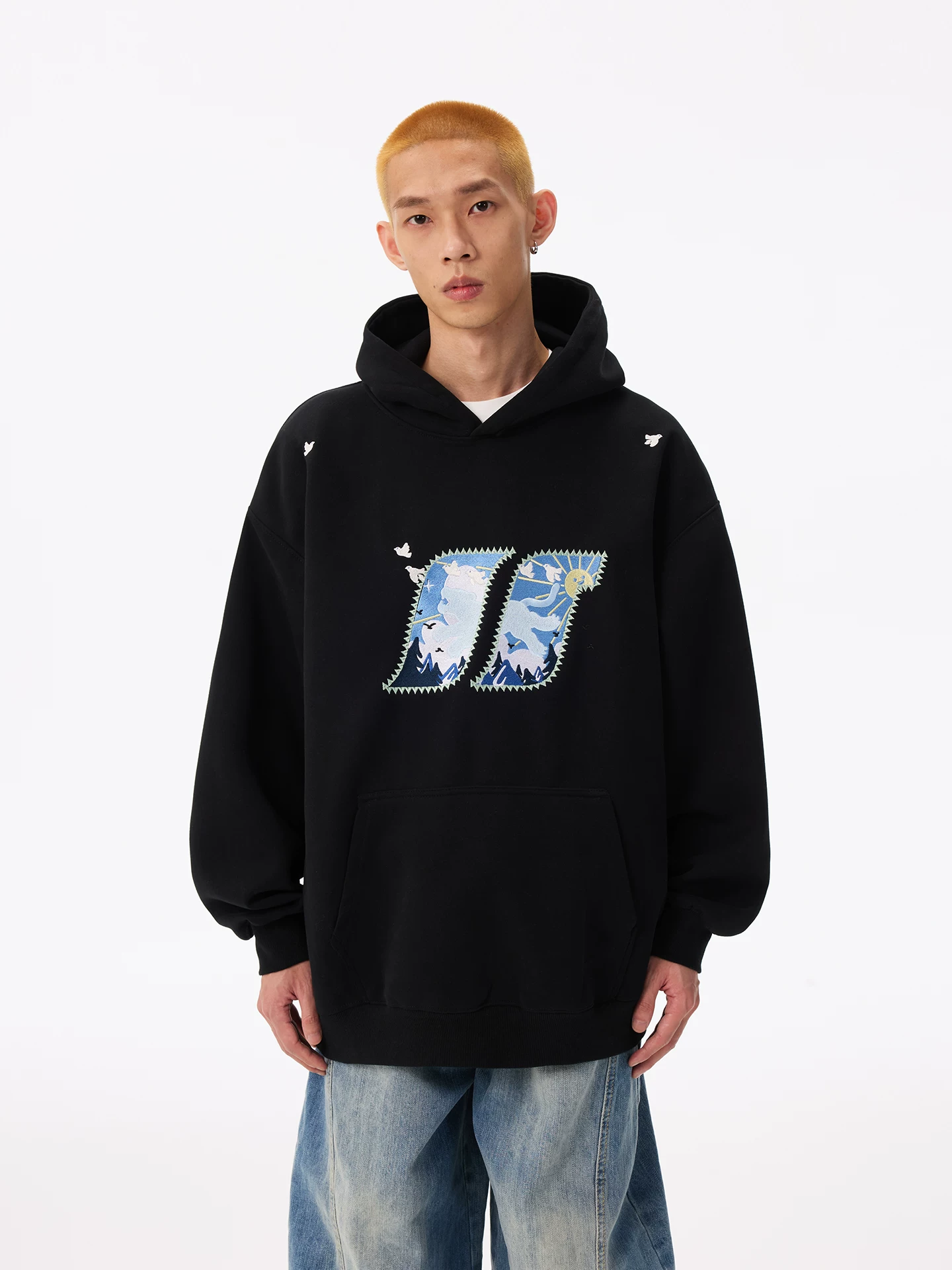 Áo khoác có mũ trùm đầu thêu nặng, tươi mới và tự nhiên, họa tiết hổ rừng, unisex, dành cho cặp đôi, mùa thu đông, kiểu dáng thường ngày