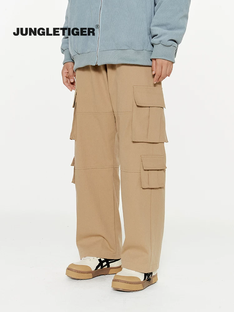 Quần áo bảo hộ lao động màu xanh quân đội Jungle Tiger, kiểu dáng thường ngày, unisex, nhiều túi, dáng thẳng, rộng rãi, thích hợp cho mùa xuân và mùa thu, quần đôi.