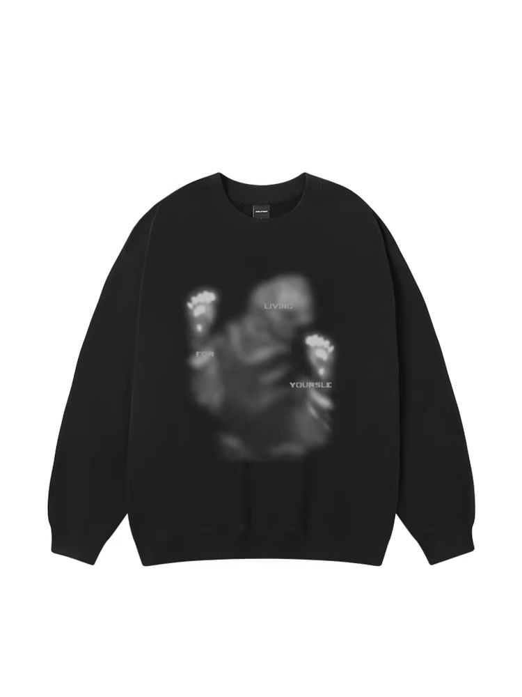 Áo thun nam in hình hổ rừng kỹ thuật số, họa tiết hổ ma mờ, chất liệu dày 420g, cổ tròn, mùa thu đông