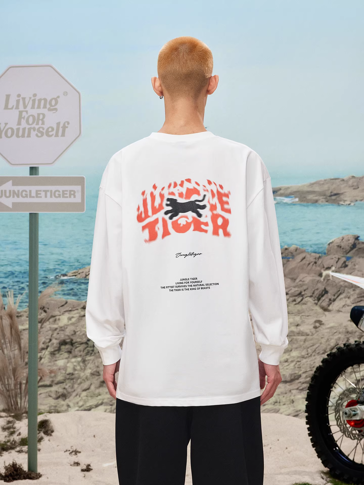 Áo thun dài tay họa tiết hổ rừng mờ ảo, phong cách đường phố Mỹ, chất liệu dày 260g, áo cặp đôi