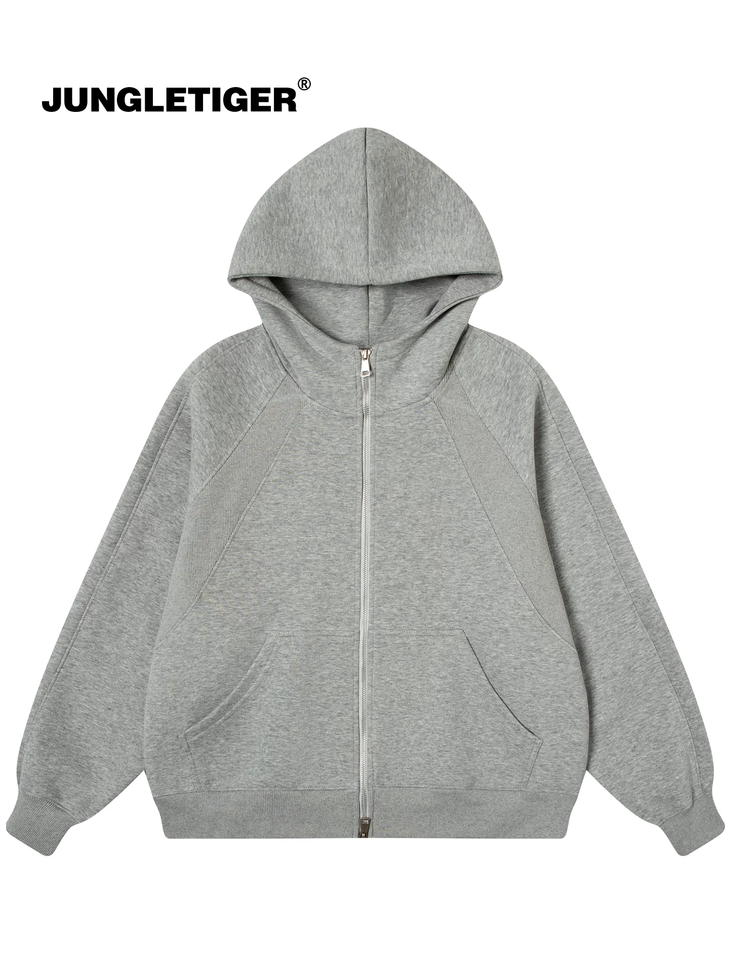Áo khoác cardigan có mũ trùm đầu chất liệu dày dặn, màu trơn, kiểu dáng rộng rãi, đa năng, dành cho nam và nữ, mùa thu năm 2025, thương hiệu Jungle Tiger.