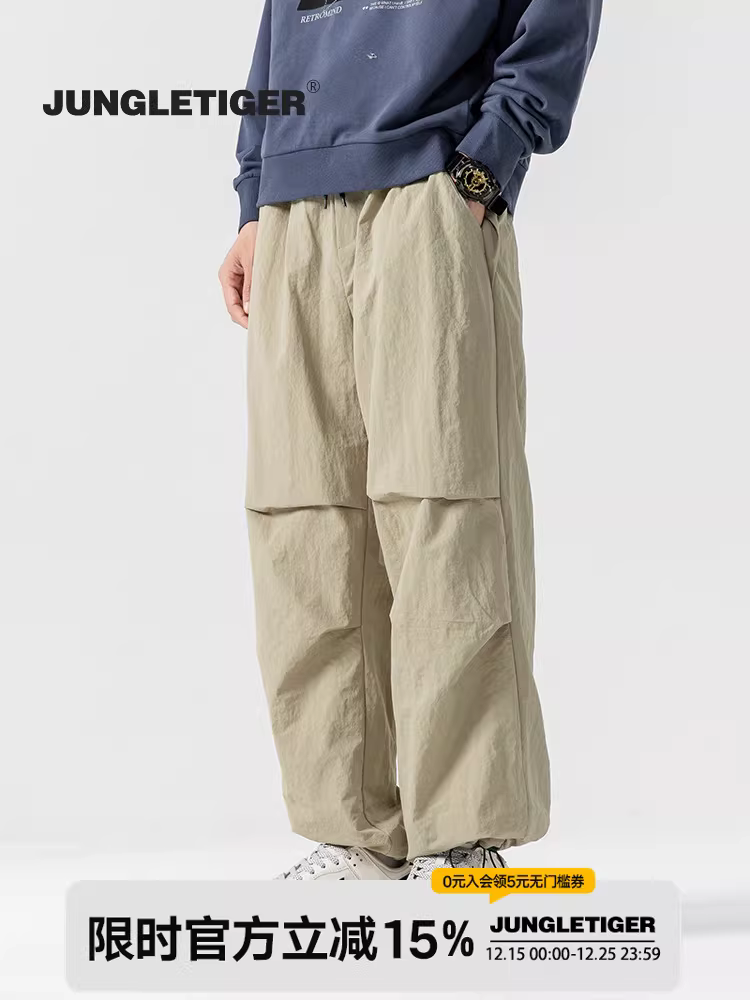 Quần thường ngày lót lông cừu kiểu Mỹ của Jungle Tiger dành cho nam và nữ, quần ống rộng có dây rút mùa đông, quần công sở ngoài trời dành cho lính dù