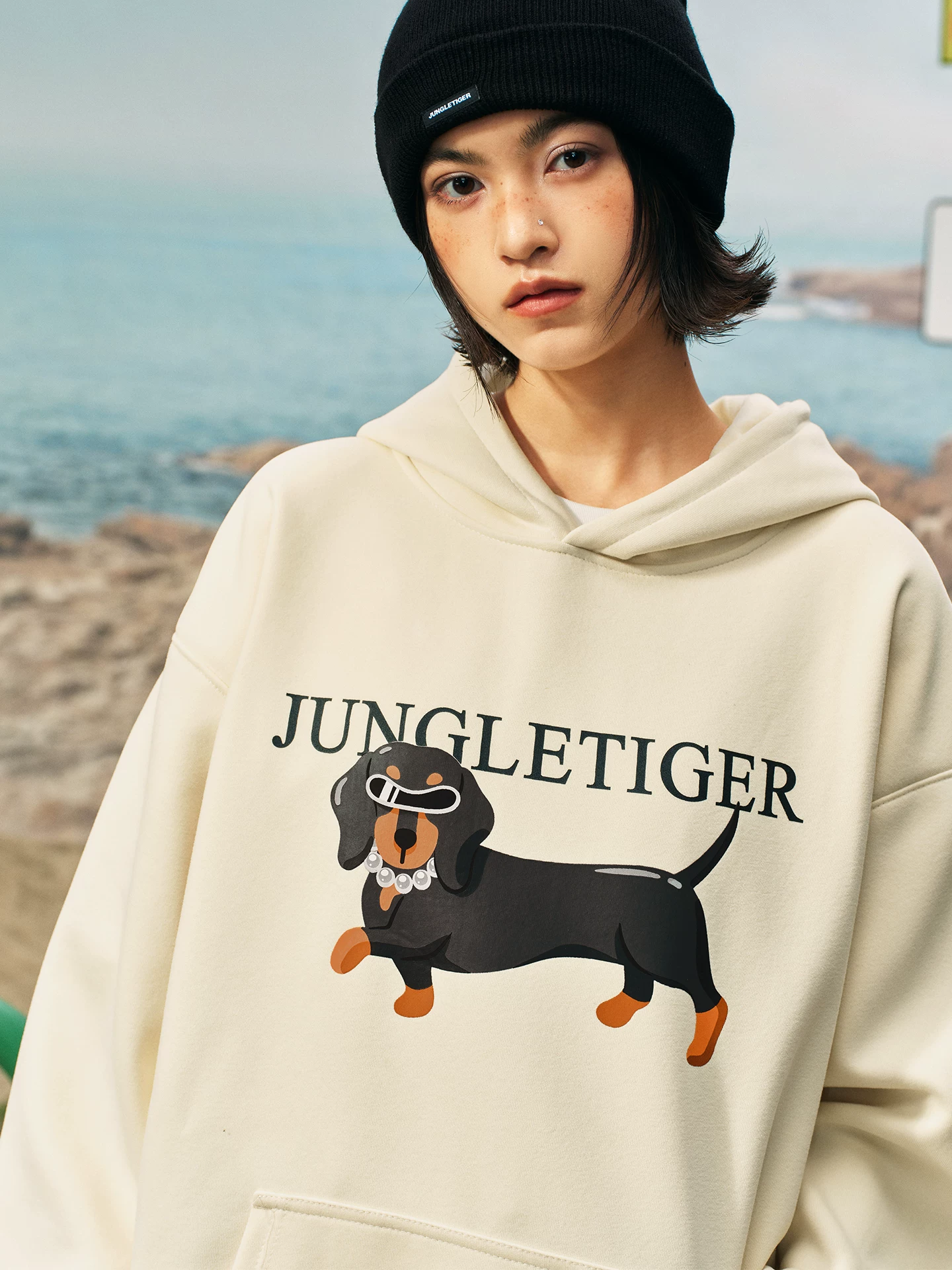 Áo khoác hoodie dày dặn mùa thu/đông Jungle Tiger Original Dachshund 420G dành cho chó con, kiểu dáng rộng rãi, dành cho cả nam và nữ