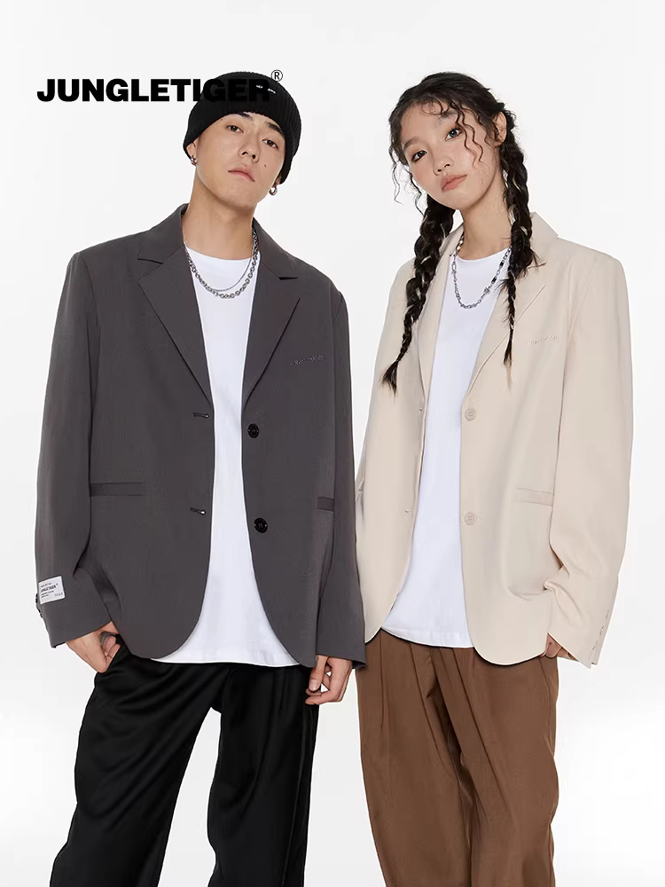 Áo blazer thường ngày thêu LOGO Jungle Tiger dành cho nam và nữ, cao cấp, thời trang, dáng đơn giản, bộ đồ đi làm