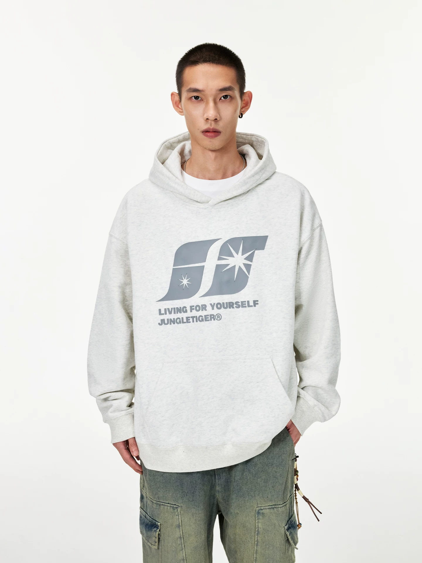 Áo hoodie có mũ trùm đầu nặng, in logo Jungle Tiger National Trend dành cho nam và nữ, kiểu dáng rộng rãi, mùa thu đông, phong cách Mỹ, áo khoác thường ngày