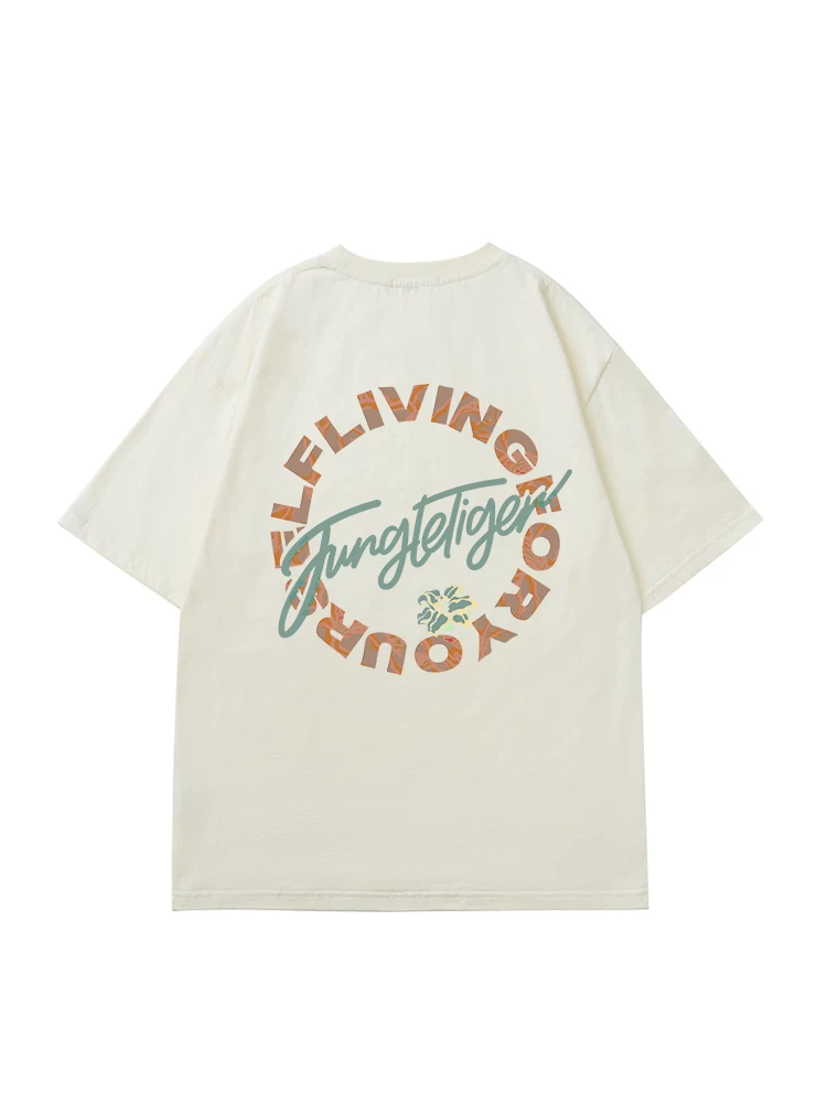 Áo thun unisex in hình hổ rừng phong cách đường phố Mỹ, tay ngắn, chất liệu dày dặn, thời trang hè 2025, thương hiệu thể thao cá tính.