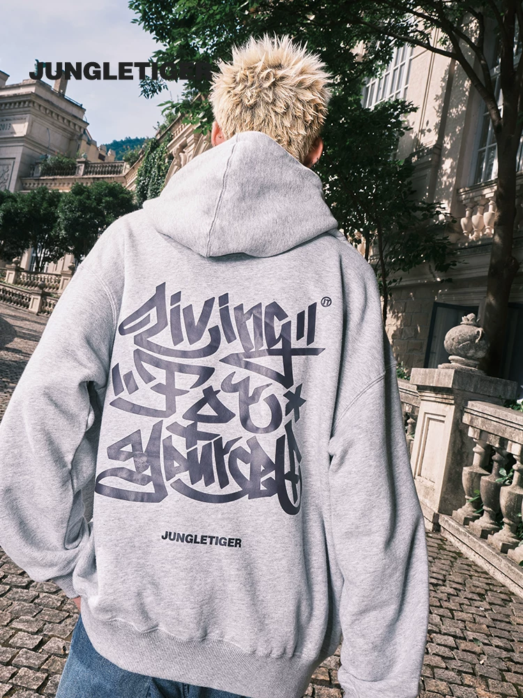 Áo hoodie in hình Graffiti Tiger Jungle dành cho nam và nữ, áo hoodie dày dặn 420g dày dặn, ấm áp, mới mùa thu/đông.