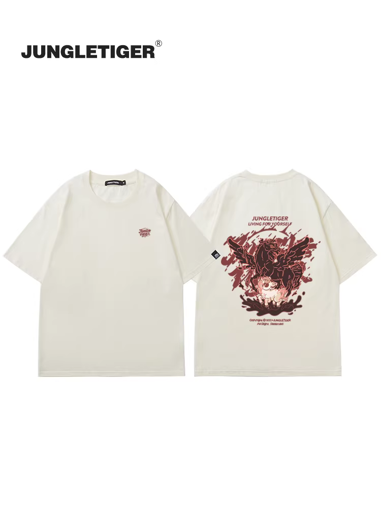 Áo thun in hình Jungle Tiger Dream Fearless Series Unisex 2025 Mùa hè dáng rộng cotton nặng tay ngắn