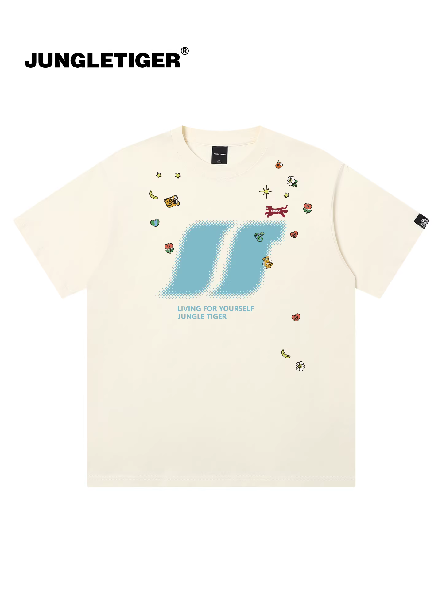 Áo thun ngắn tay in hình graffiti hổ rừng vui nhộn dành cho nam, kiểu cặp đôi mùa hè 2025, chất liệu dày 260g