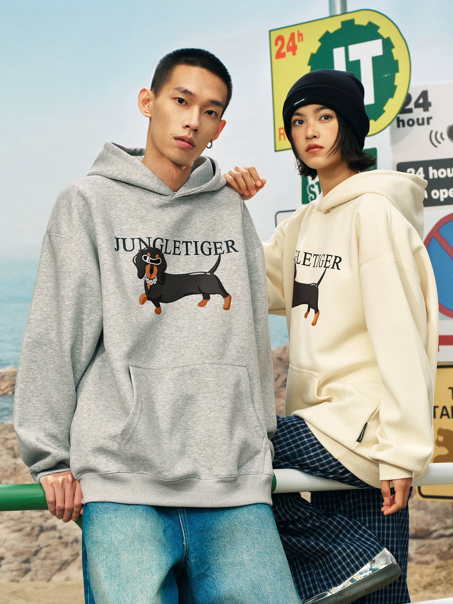 Áo khoác hoodie dày dặn mùa thu/đông Jungle Tiger Original Dachshund 420G dành cho chó con, kiểu dáng rộng rãi, dành cho cả nam và nữ