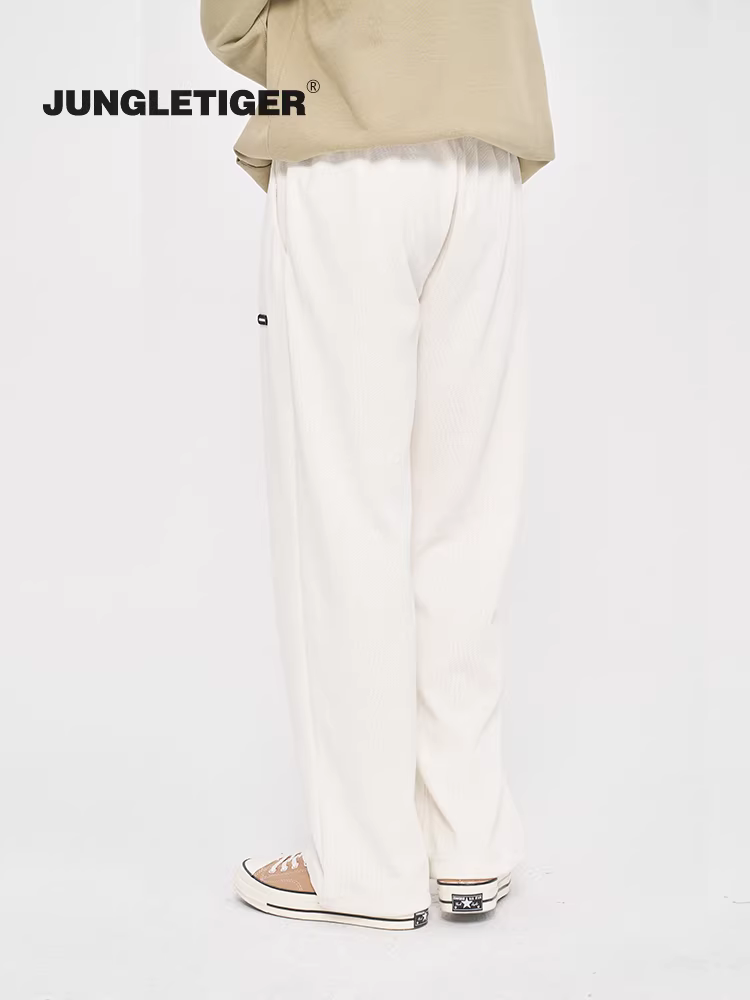 Quần dài dáng thẳng phong cách Mỹ, chất liệu mềm mại, kiểu dáng xu hướng, rộng thùng thình, màu trắng, cạp cao, quần thể thao dành cho nam