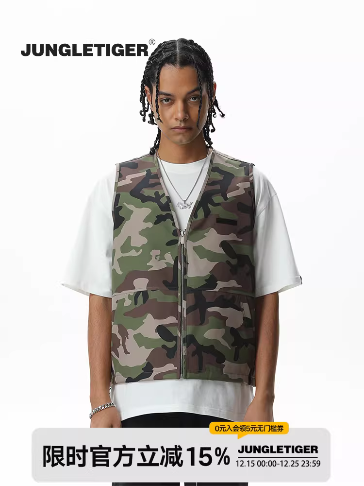 JUNGLETIGER Áo vest công sở đa năng ngụy trang kiểu Mỹ dành cho nam giới thể thao ngoài trời áo khoác vest chức năng