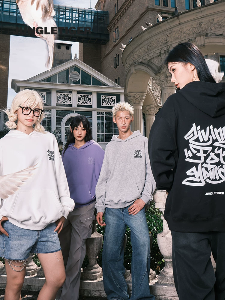 Áo hoodie in hình Graffiti Tiger Jungle dành cho nam và nữ, áo hoodie dày dặn 420g dày dặn, ấm áp, mới mùa thu/đông.