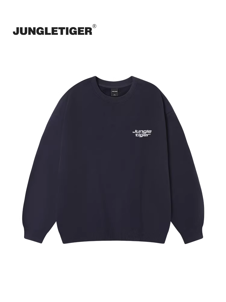 Áo thun cổ tròn kiểu Mỹ đơn giản Jungle Tiger dành cho nam, mùa thu đông dày dặn và ấm áp, chất liệu nặng 420g, kiểu dáng rộng rãi