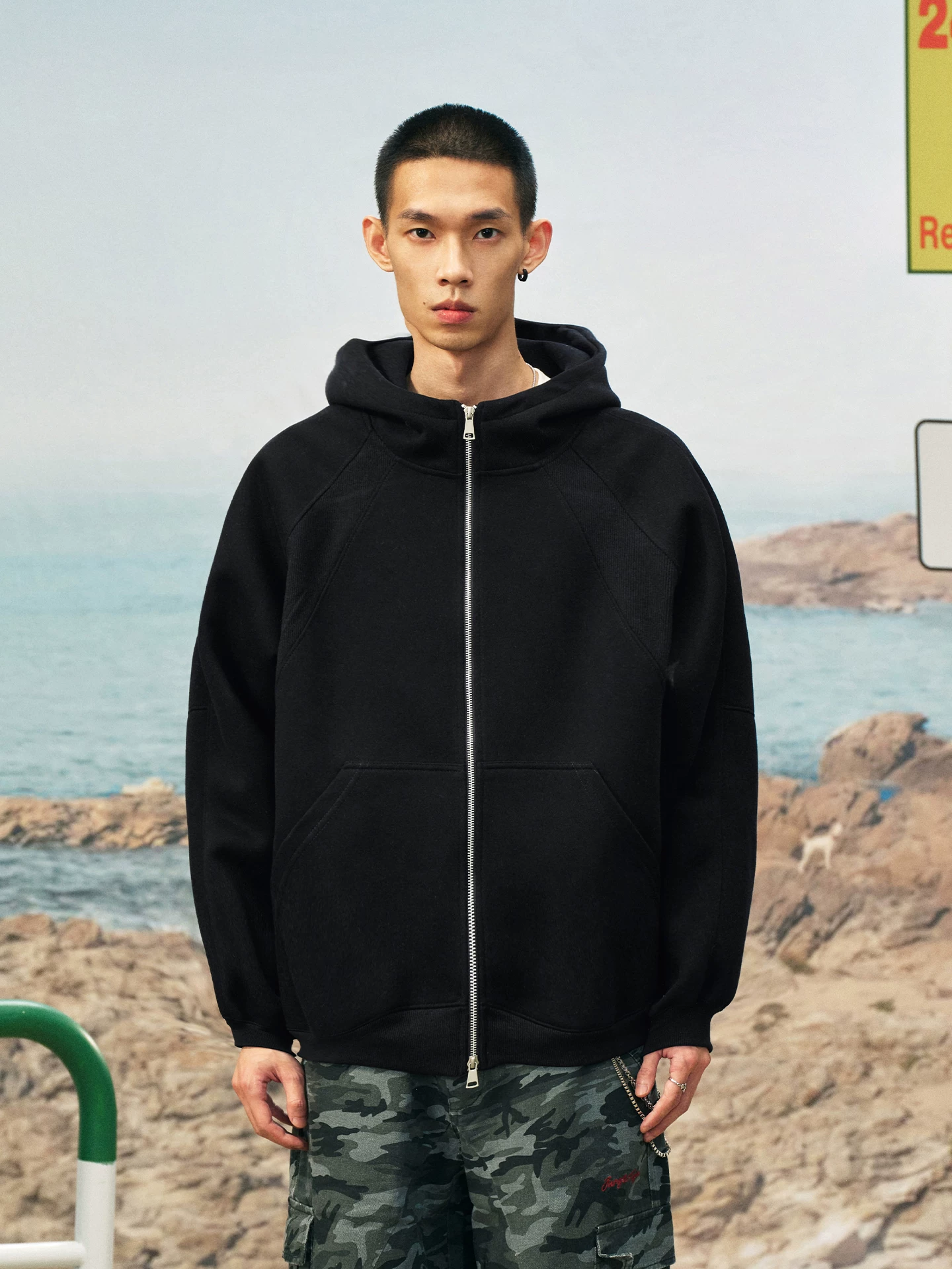 Áo khoác cardigan có mũ trùm đầu chất liệu dày dặn, màu trơn, kiểu dáng rộng rãi, đa năng, dành cho nam và nữ, mùa thu năm 2025, thương hiệu Jungle Tiger.