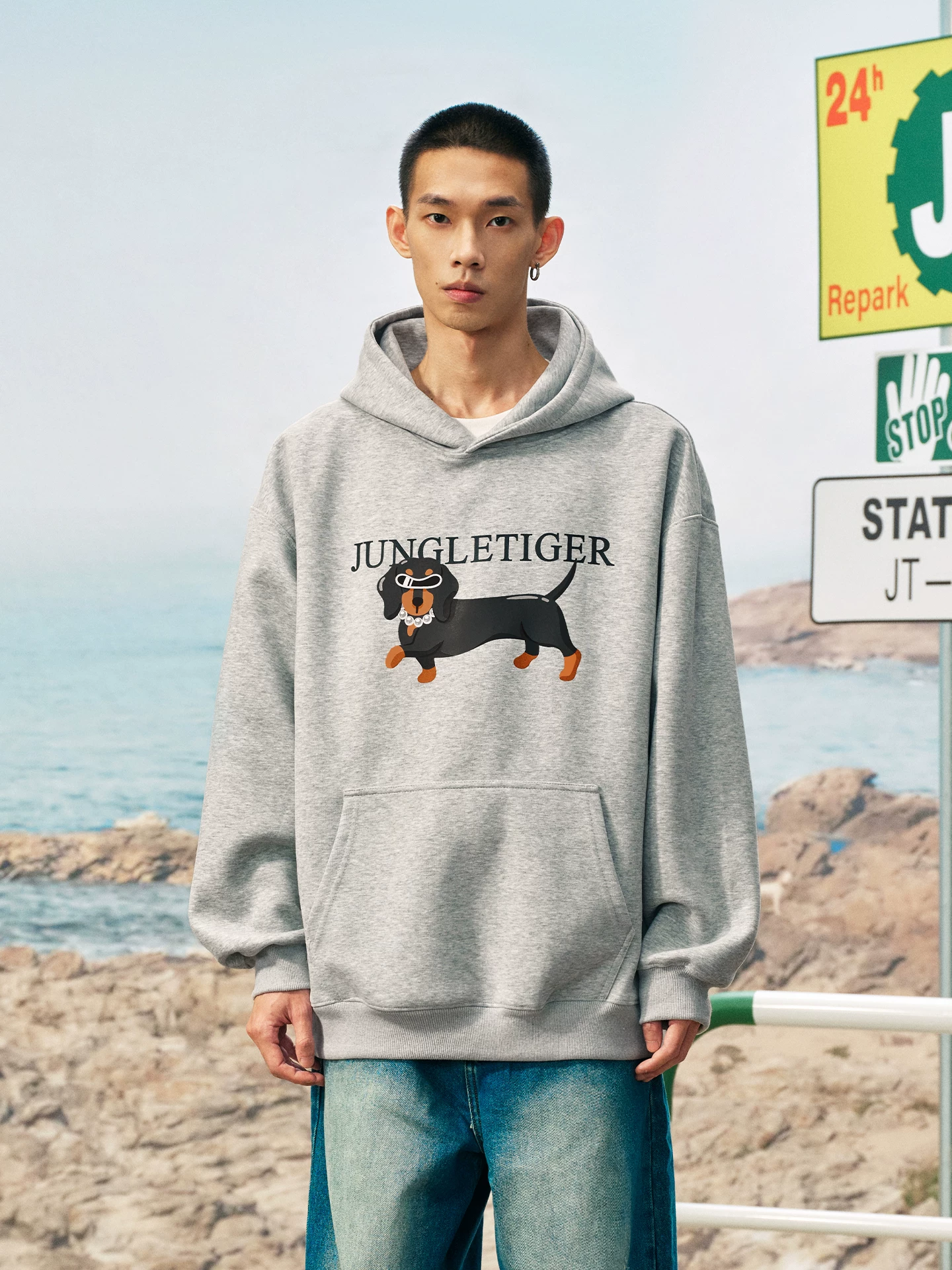 Áo khoác hoodie dày dặn mùa thu/đông Jungle Tiger Original Dachshund 420G dành cho chó con, kiểu dáng rộng rãi, dành cho cả nam và nữ