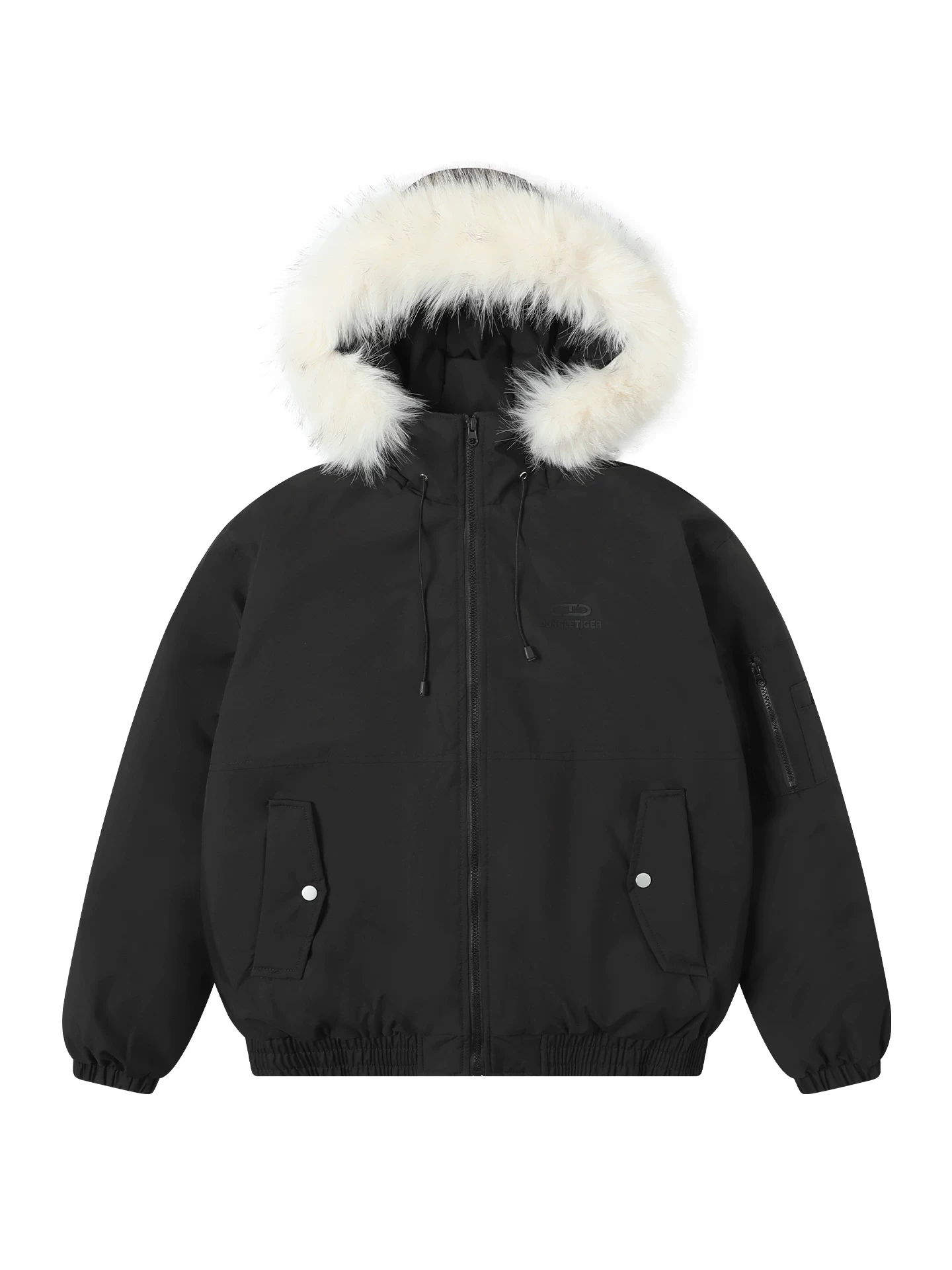 Áo khoác cotton có mũ trùm đầu và cổ lông tháo rời Jungle Tiger dành cho nam và nữ, thương hiệu thời trang đường phố, áo khoác parka dày dặn dành cho cặp đôi