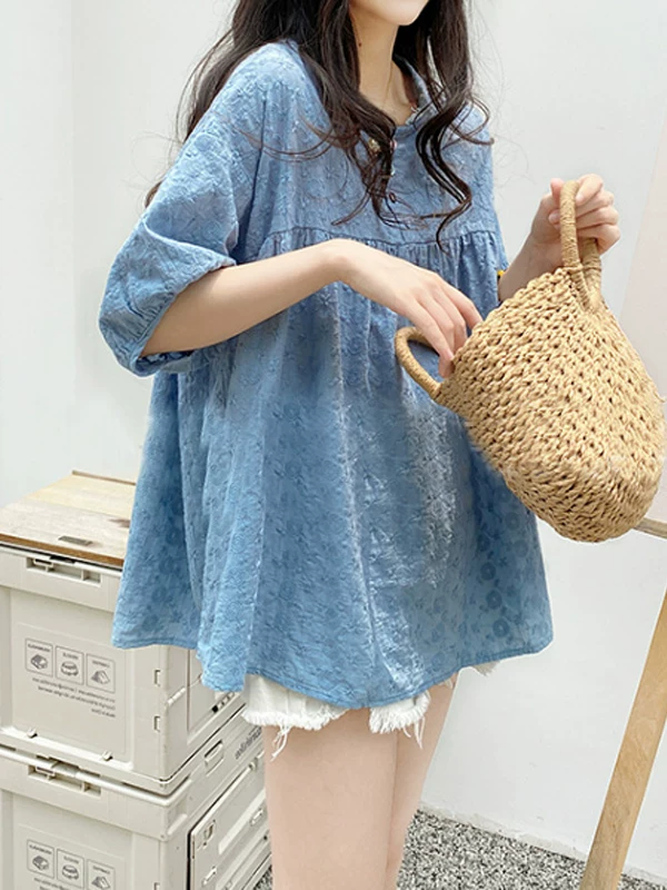 Áo sơ mi cotton và vải lanh dáng rộng phong cách Hàn Quốc dành cho nữ, mẫu mới hè 2026, size lớn, giúp thon gọn, che bụng, kiểu babydoll.