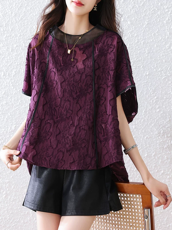 Áo kiểu jacquard thời trang cao cấp, áo phông thanh lịch và trẻ trung, trang phục mùa hè ngắn tay dành cho nữ, thiết kế độc đáo, áo kiểu sang trọng nhẹ nhàng