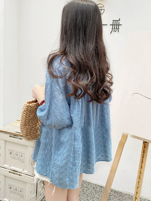 Áo sơ mi cotton và vải lanh dáng rộng phong cách Hàn Quốc dành cho nữ, mẫu mới hè 2026, size lớn, giúp thon gọn, che bụng, kiểu babydoll.