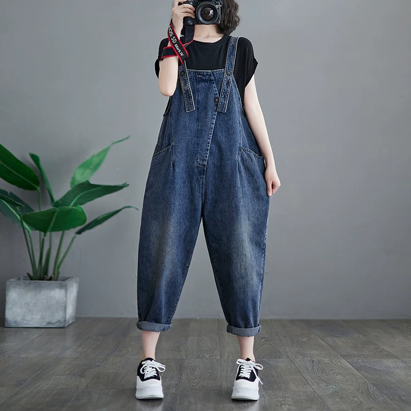Quần yếm denim hợp thời trang và độc đáo dành cho nữ, phong cách Hàn Quốc, dáng rộng, thời trang mùa hè 2026, kiểu dáng mới, dáng nhỏ nhắn, dáng lửng, giúp trẻ trung.