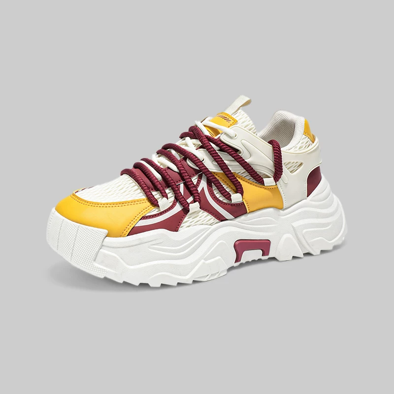 Giày thể thao Dongjia Qshoes xuất khẩu dành cho nam, kiểu dáng thời thượng và đa năng, phong cách ins, đế dày tăng chiều cao, chất liệu lưới thoáng khí, giày thể thao thường ngày.