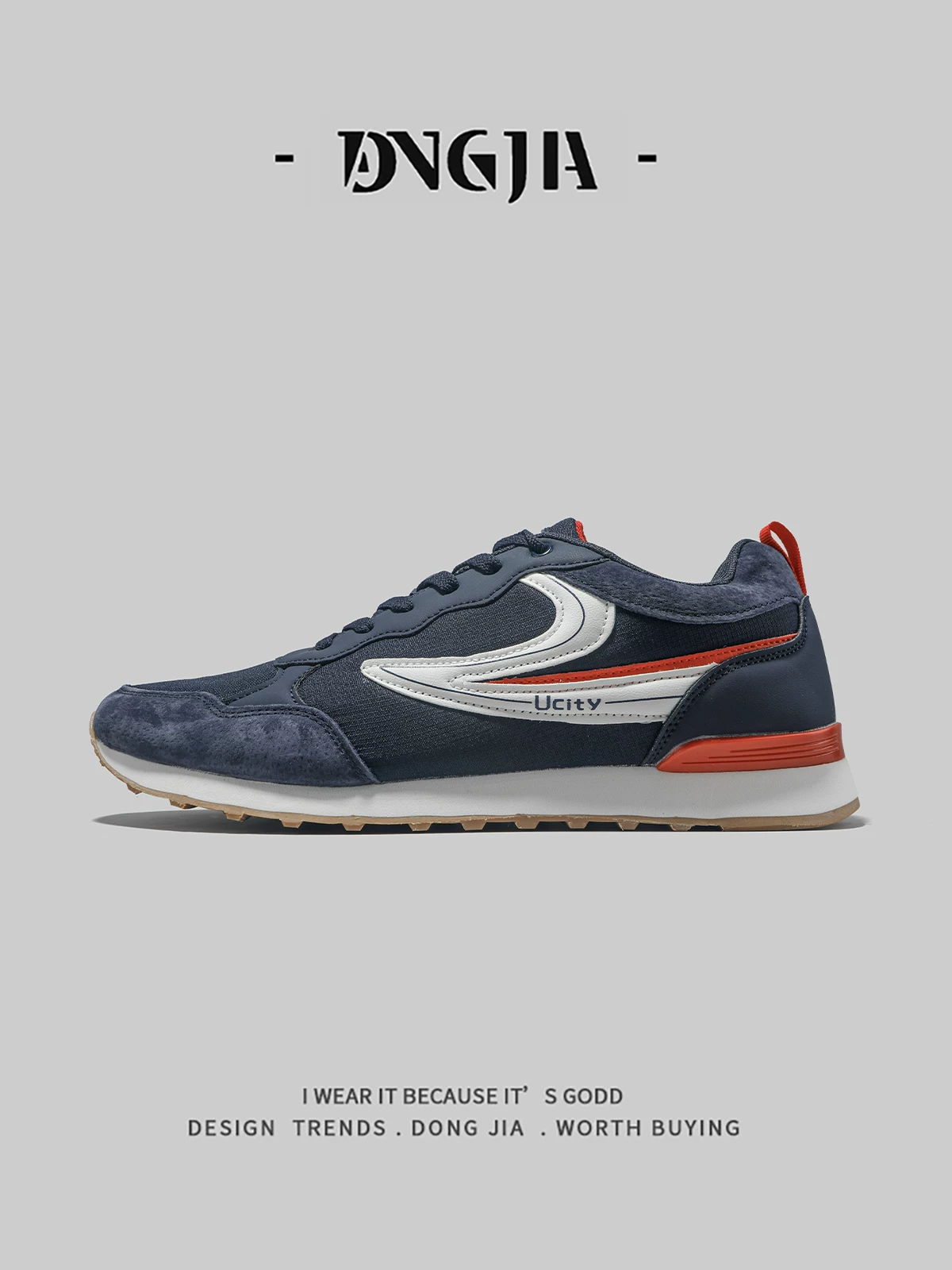 Giày thể thao nam Dongjia Qshoes xuất khẩu, mẫu mới thu đông 2025, nhẹ, êm, kiểu dáng thể thao, retro, thích hợp chạy bộ.