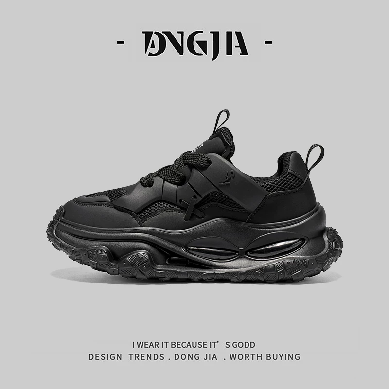 Giày nam Dongjia Qshoes xuất khẩu giày bố chiến binh đen đế dày tăng chiều cao thời trang đường phố thể thao giày thường