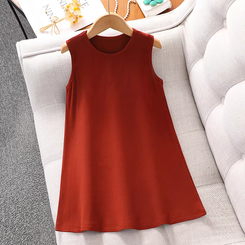 Bộ đầm hè bé gái 2025 mới, kiểu yếm không tay, chân váy lưới, đầm công chúa, đầm hè