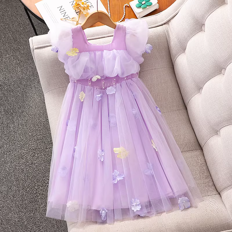 Váy bé gái mùa hè 2025 kiểu mới, váy công chúa lưới cao cấp, váy siêu tiên nữ cho bé