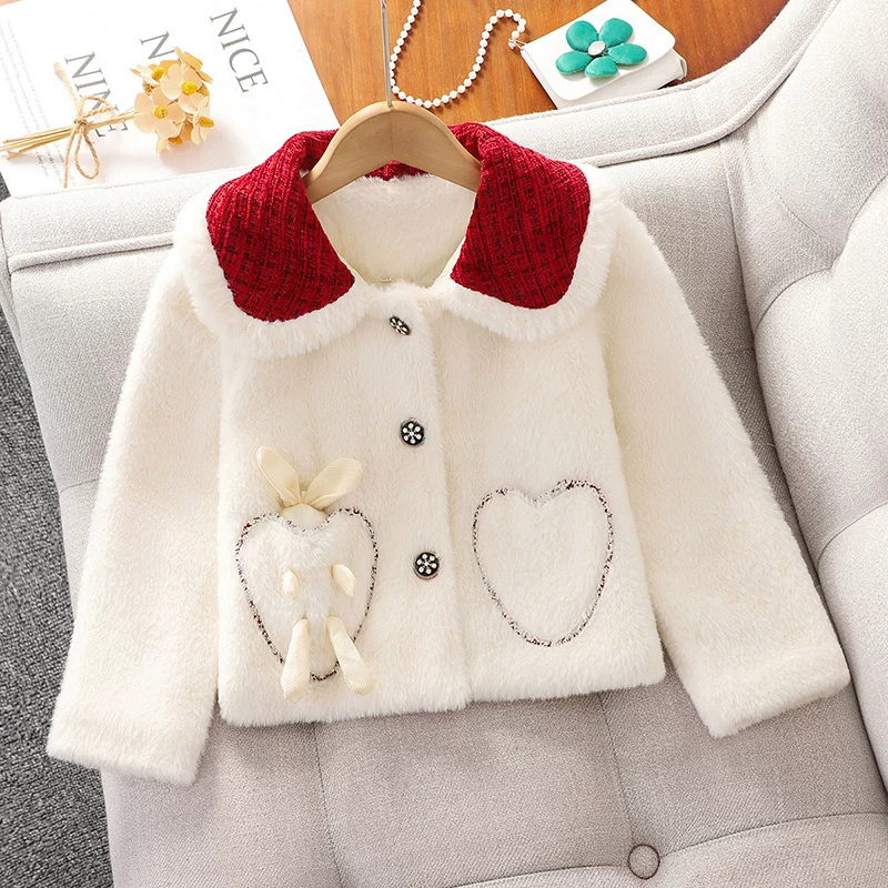 Bộ trang phục Tết kiểu Chanel cho bé gái, váy cotton Tết Nguyên đán 2025, quần áo mùa đông cho bé gái, trang phục chúc mừng năm mới.