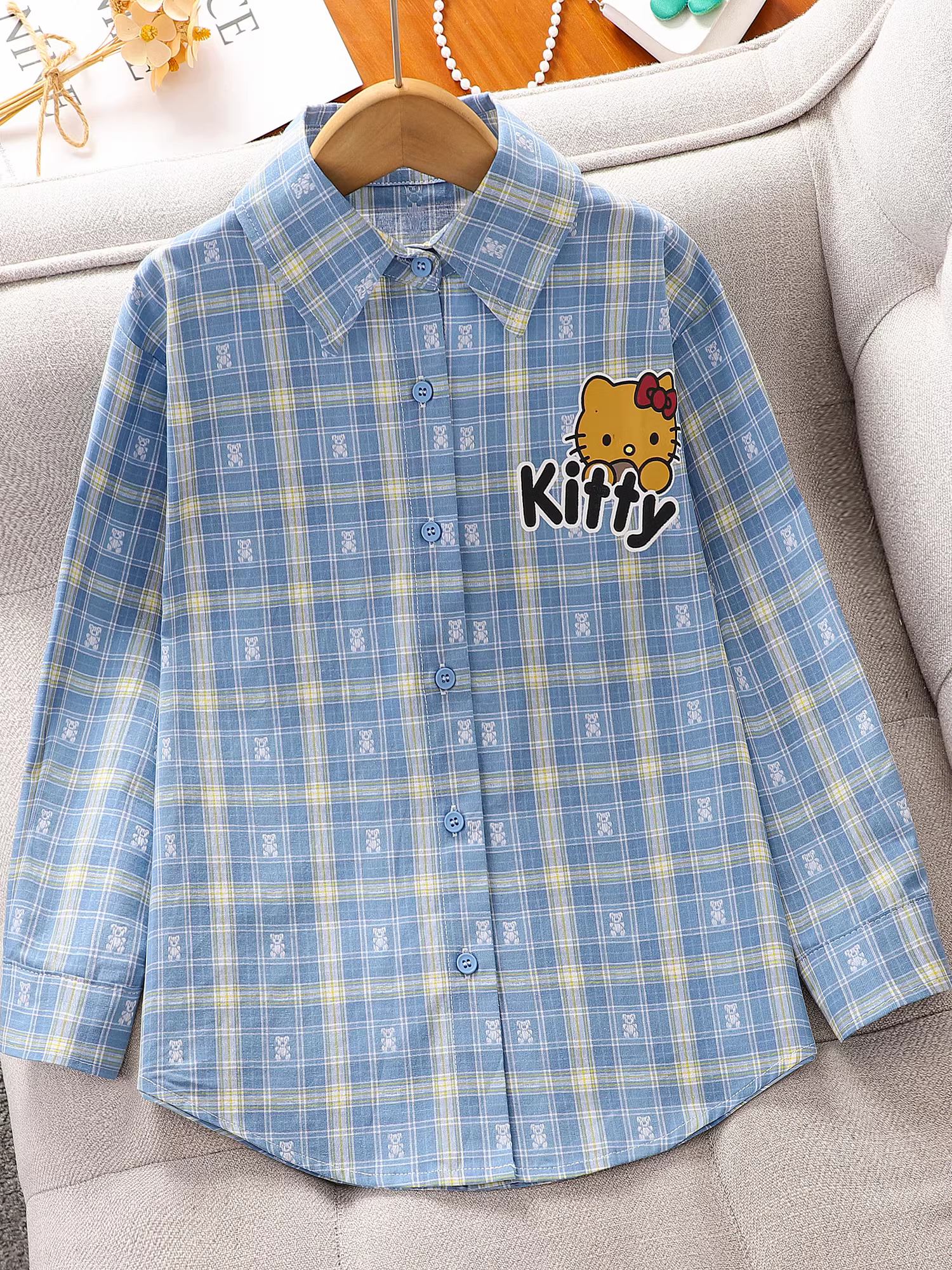 Áo khoác kẻ sọc siêu thời trang cho bé gái, áo kiểu Hàn Quốc hợp xu hướng xuân thu 2025 dành cho trẻ em, áo sơ mi thường ngày cho bé gái lớn.