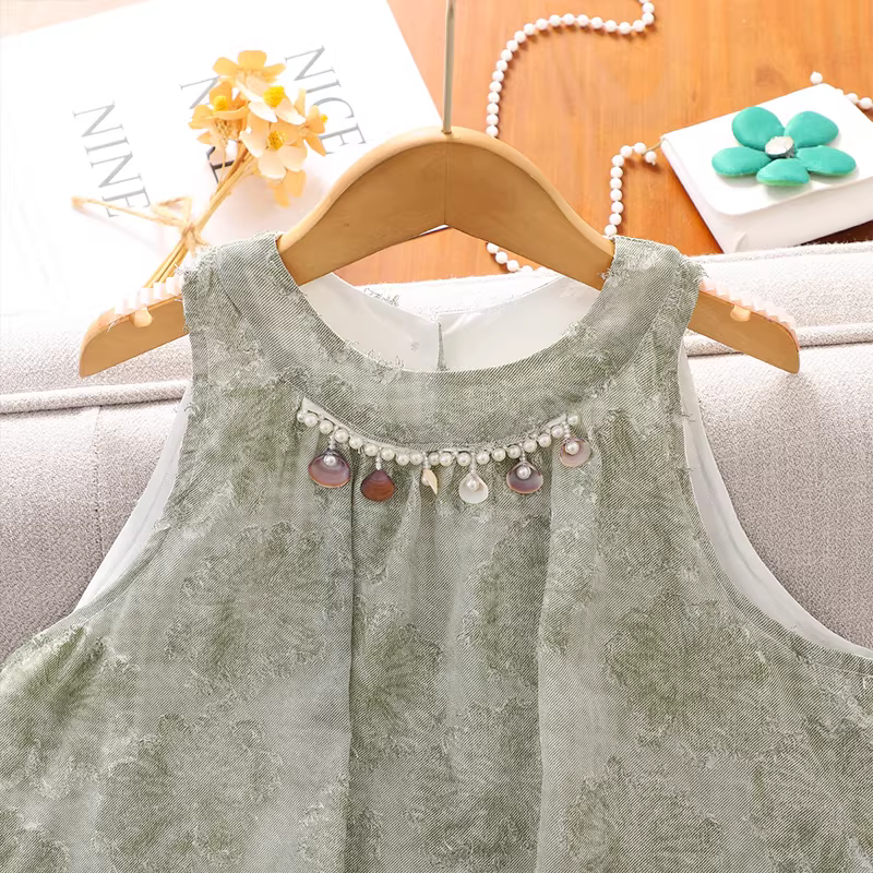 Váy công chúa đi biển có dây đeo mùa hè dành cho bé gái, váy không tay theo phong cách bohemian dành cho trẻ em, váy mùa hè, váy siêu cổ tích dành cho bé gái