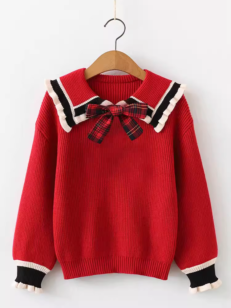 Bộ đồ nữ sinh thu đông, trang phục Tết kiểu học sinh, bộ đồ jk màu đỏ, trang phục Tết cho bé gái lớn, bộ hai mảnh