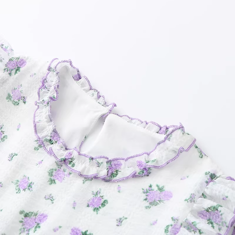 Váy hè bé gái 2025 mẫu mới họa tiết hoa nhí chất liệu cotton mỏng, váy trắng công chúa cho bé gái